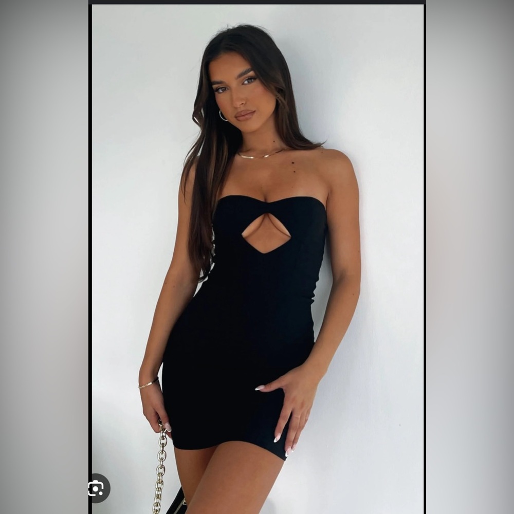 White Fox black mini dress